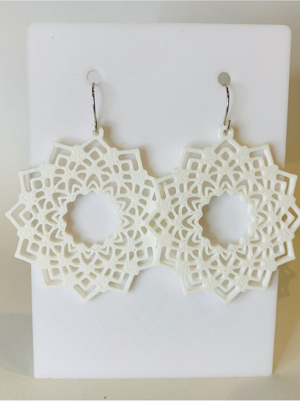 Intricate White Filigree Drop Earrings